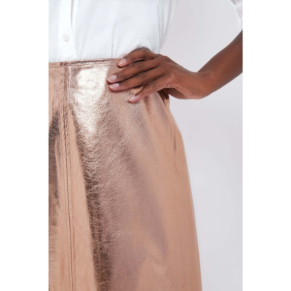 TUCKERNUCK X INDIA HICKS Gold Metallic London Skirt Size 4 NWT - Picture 4 of 6